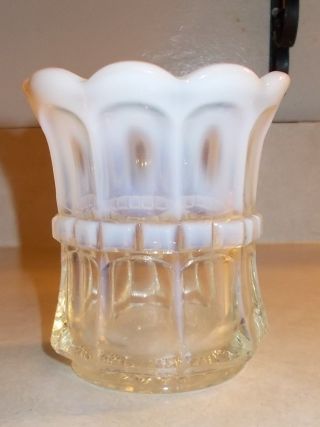 Antique Opalescent Glass Vase 4 " X 3 1/2 "