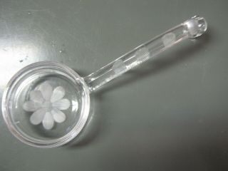 Rare Vintage 5 " Etched Glass Spoon Mayo Condiment Jelly Ladle Scoop