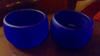 2 Vintage Cobalt Blue Glass Tealite Candle Holders