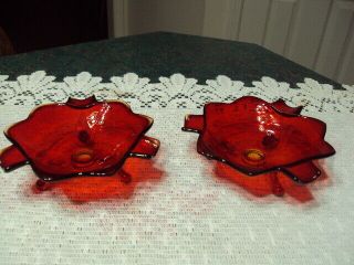 2 Fenton 1920 ' s Ruby Red Footed Ashtrays 2