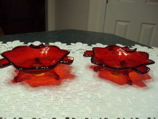 2 Fenton 1920 ' s Ruby Red Footed Ashtrays 3