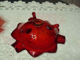 2 Fenton 1920 ' s Ruby Red Footed Ashtrays 4