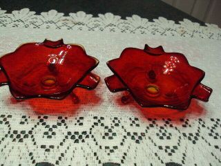 2 Fenton 1920 ' s Ruby Red Footed Ashtrays 5
