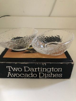 Vintage Boxed Set Of 2 Dartington Glass Avocado Dishes