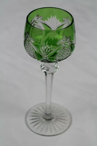 Bohemian Cut To Clear Glass Ajka Crystal Colored Wine Hocks Glasses 7 - 3/4” H