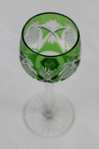 Bohemian Cut to Clear Glass Ajka Crystal Colored Wine Hocks Glasses 7 - 3/4” H 3