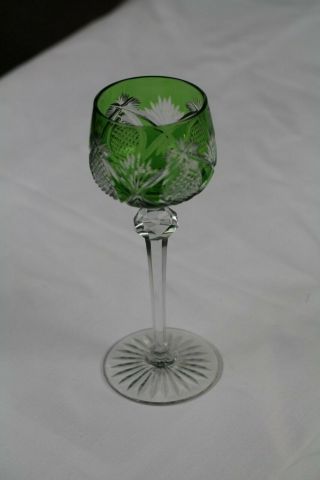 Bohemian Cut to Clear Glass Ajka Crystal Colored Wine Hocks Glasses 7 - 3/4” H 4