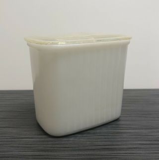 Hazel Atlas White Milk Glass Refrigerator Dish Jar With Plastic Lid