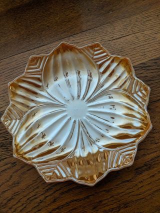Vintage Mid Century Fire King " Peach Lustre  Leaf And Blossom " 8 Inch Plate