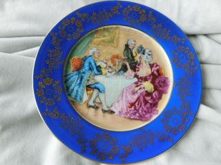 Vintage France Limoges Collectible Gold Porcelain Dish Plate Courting Couple