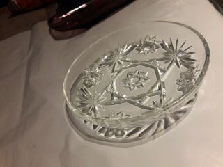 Vintage EAPG Pressed Clear Glass Star of David Candy Dish 5.  5 inches 2