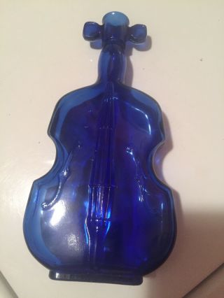 Vintage Cobalt Blue Glass Cello Bass Guitar Fiddle Violin Bottle Vase