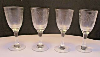 4 Sasaki Bamboo Cordial Sherry Glasses Drink Cups Vintage