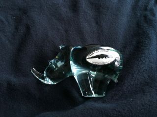 African Ngwenya Studio Clear Art Glass Rhino Figurine/ Paperweight