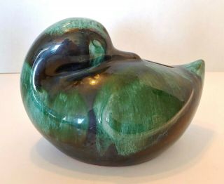 Vintage Blue Mountain Pottery Duck Bank Green Drip Glaze