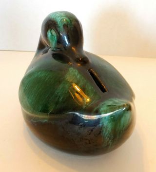 Vintage Blue Mountain Pottery Duck Bank Green Drip Glaze 2
