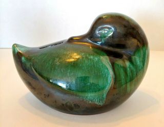 Vintage Blue Mountain Pottery Duck Bank Green Drip Glaze 3