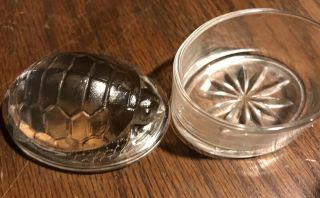 Vintage Glass Turtle Trinket Dish Jar With Lid