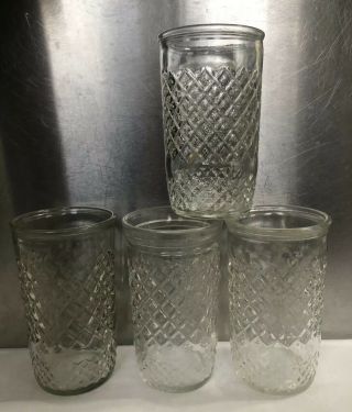 Set Of Four (4) Vintage Anchor Hocking Jelly Jar Juice Glasses