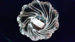 Mikasa Crystal Peppermint Clear Swirl Bowl Candle Holder Scalloped Edge Germany