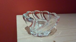 MIKASA Crystal Peppermint Clear Swirl Bowl Candle Holder Scalloped Edge Germany 2