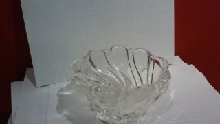 MIKASA Crystal Peppermint Clear Swirl Bowl Candle Holder Scalloped Edge Germany 3