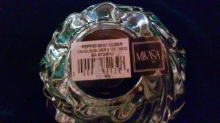 MIKASA Crystal Peppermint Clear Swirl Bowl Candle Holder Scalloped Edge Germany 4