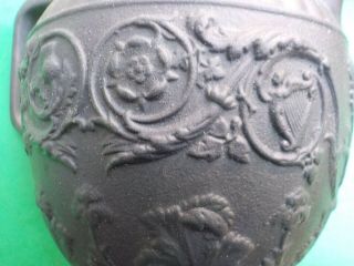 Antique Wedgwood (only) Black Basalt Creamer Rose,  Thistle,  Harp,  Shamrock Excel 2
