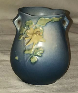 Vintage Roseville Pottery Columbine Blue Vase 12 - 4