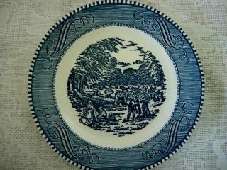 Vintage Mid - Century Modern Royal China Blue/white Victorian Harvest Scenic Plate