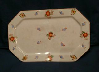 Vintage Hand Painted Mikori Ware Small Tray With Floral Design Japan 11.  5 " X 7.  5