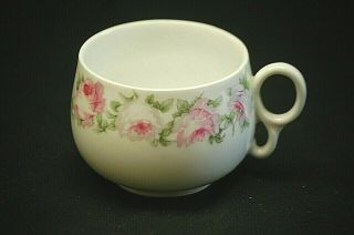 Old Vintage Z.  S.  & Co.  Bavaria Germany Tea Cup W Pink & White Roses Green Leaves