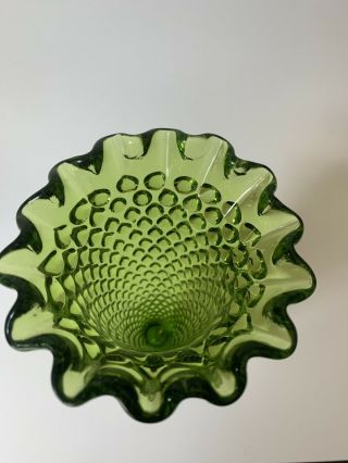 Vintage Green Hobnail Glass 6 1/4 