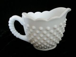 Vintage Fenton Hobnail Milk Glass Oval Creamer Or Milk Pitcher 4 Inches Tall