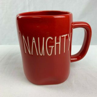 Rae Dunn Naughty And Coffee Mug Red Ceramic Mug Double - Sided Christmas Mug
