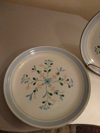 Fascino by Yamaka Stoneware 5 Vintage White SALAD PLATES Pink/Blue Flowers Japan 2