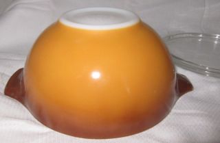 Vintage Pyrex 442 OLD ORCHARD Brown Orange 1 - 1/2 Qt Nesting Bowl with lid 3