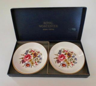 Set Of 2 Royal Worcester Bouremouth Bone China Coasters,  Trinket Dishes,  Ash Tray