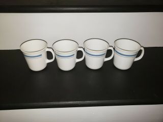 Discontinued Set Of 4 Corelle Indigo Blue And Gray Coffee Cups