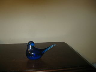 Vintage Pilgrim Art Glass Bird Figurine Paperweight Cobalt Blue