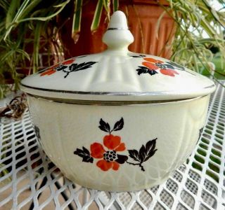 Vintage Hall China Red Poppy Drip Jar With Lid Candy Dish