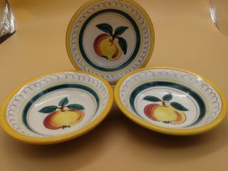Stangl Pottery Yellow Fruit Set Of 3 5 - 5/8 " Dia.  Fruit/dessert/sauce Bowls
