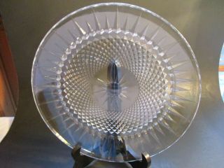 Vtg 10 " Round Clear Cut Glass Dinner Plate Diamond & Sun Design Made In Usa
