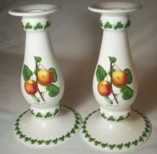 Portmeirion Pomona: Roman Apricot: 7.  5 - Inch Candlesticks Candle Holders: Exc: Nr