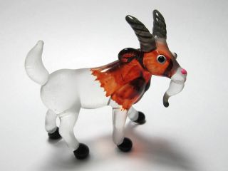Handmade Craft Collectible Miniature Hand Blown Glass Brown Goat Figurine