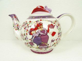Teapot Cadrew Teapot 2004 Red Hat Society Tea Time Purple And Red Porcelain
