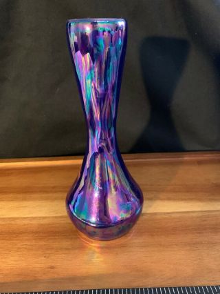 Carnival Iridized Art Glass Paperweight Vase