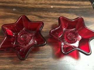 Set Of 2 Ruby Red Glass Candle Holder