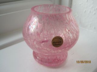 Small Heron Glass Iridescent Pink Vase.