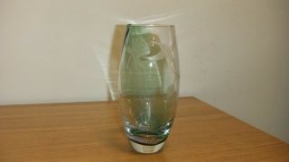 Caithness Scotland Art Glass With Bird Etching Vase
